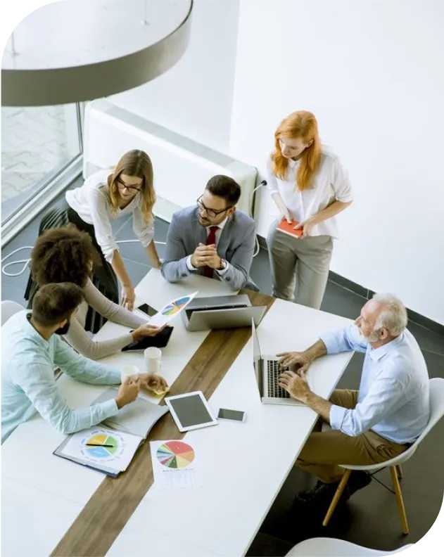 a group of people discussing something